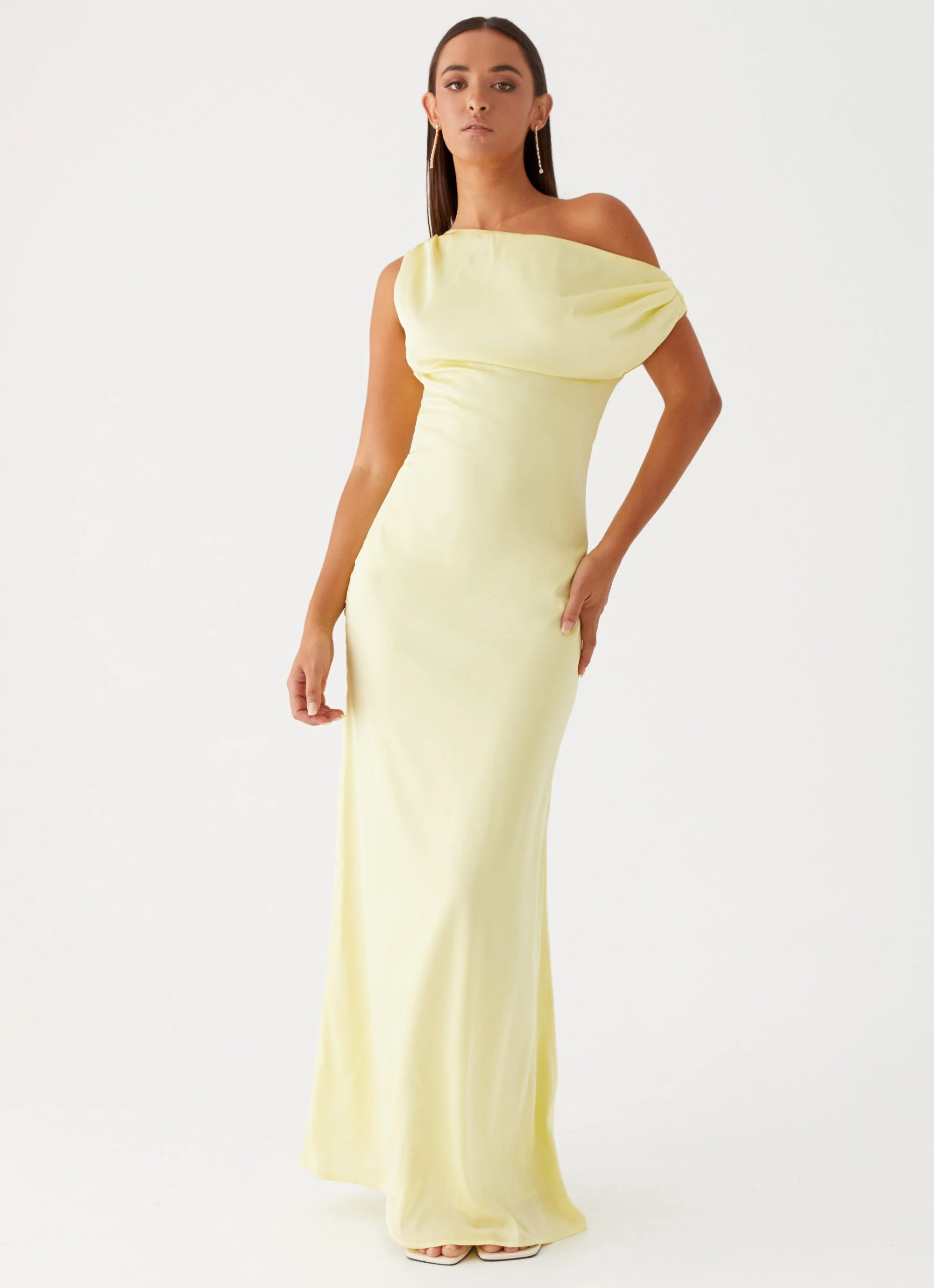 Heart Of Glass Satin Maxi Dress - Yellow | Peppermayo (Global)