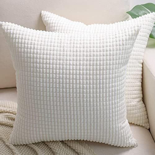 BeBen Throw Pillow Covers - Set of 2 Pillow Covers 18x18, Decorative Euro Pillow Covers Corn Striped | Amazon (US)