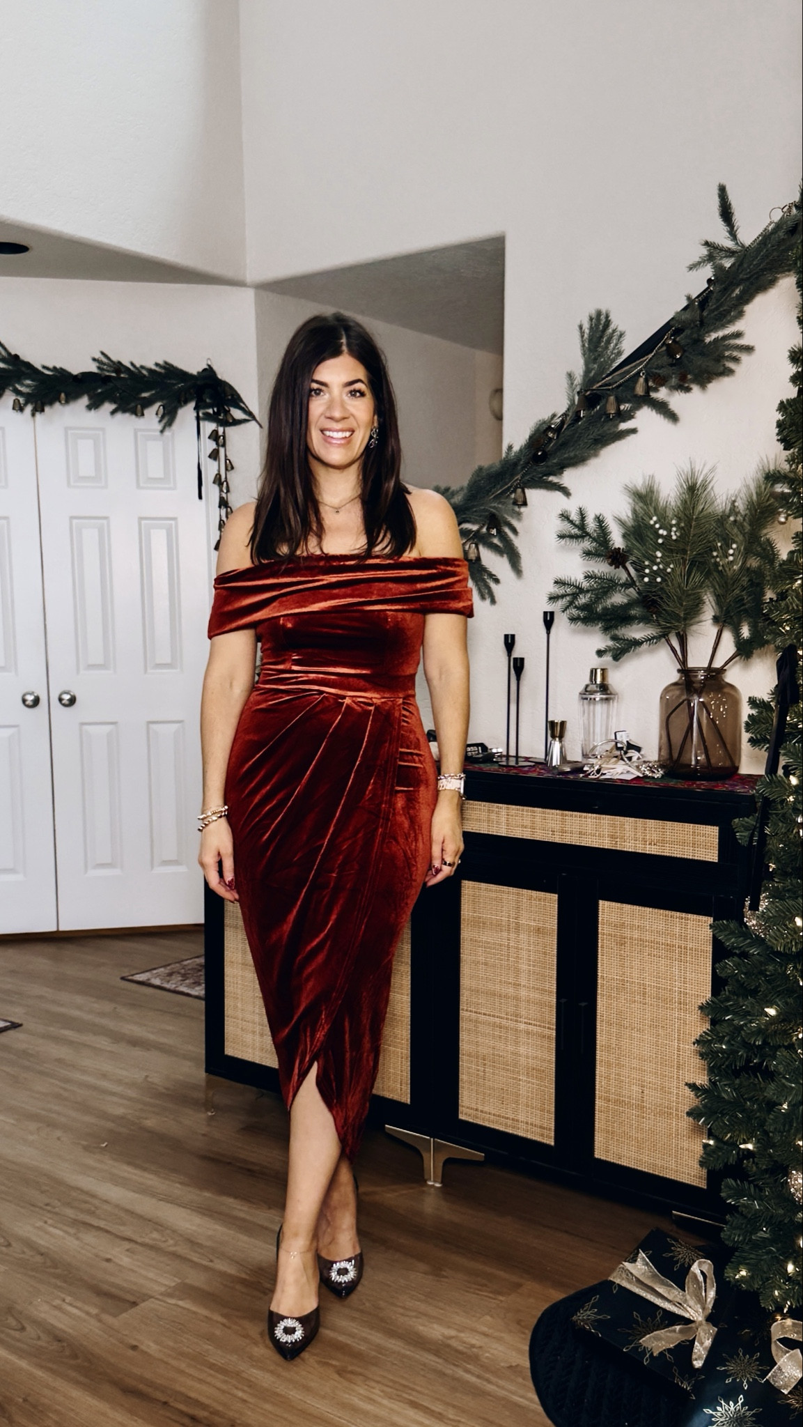 Last minute new years look
In a large off the shoulder velvet dress 

#LTKWedding #LTKMidsize #LTKFindsUnder50