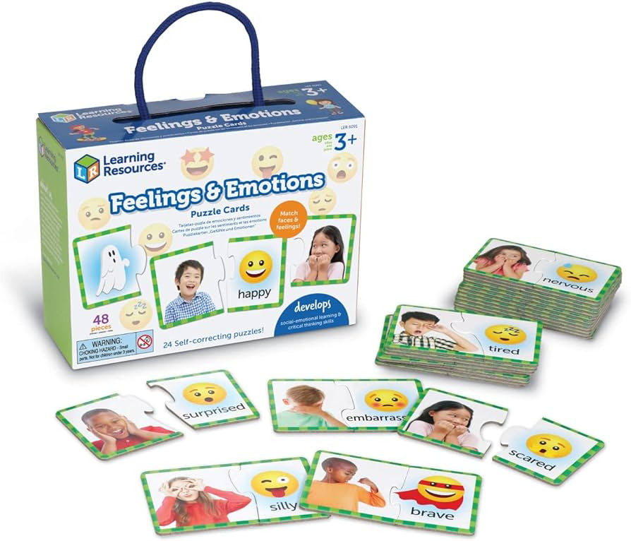 Learning Resources Feelings & Emotions Puzzle Cards, 48 Pieces, Ages 3+, Social Skills Toys, Spee... | Amazon (US)