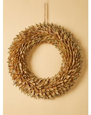 17in Cotton Hull Wreath | Holiday Decor | HomeGoods | HomeGoods