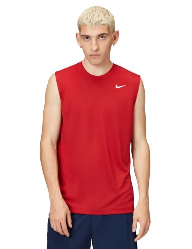 Nike Men's Dri-FIT Legend Sleeveless Fitness T-Shirt, Tough Red/White, Small | Amazon (US)