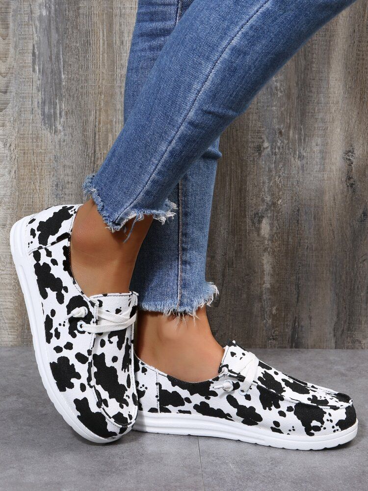 EMERY ROSE Cow Print Slip On Shoes | SHEIN