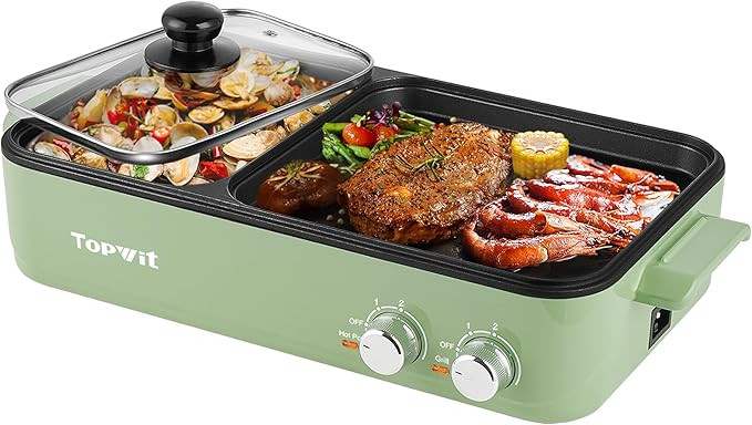 Topwit Hot Pot with Grill, Korean BBQ Grill, 2-in-1 Electric Pot | Nonstick Coating, Dual Tempera... | Amazon (US)