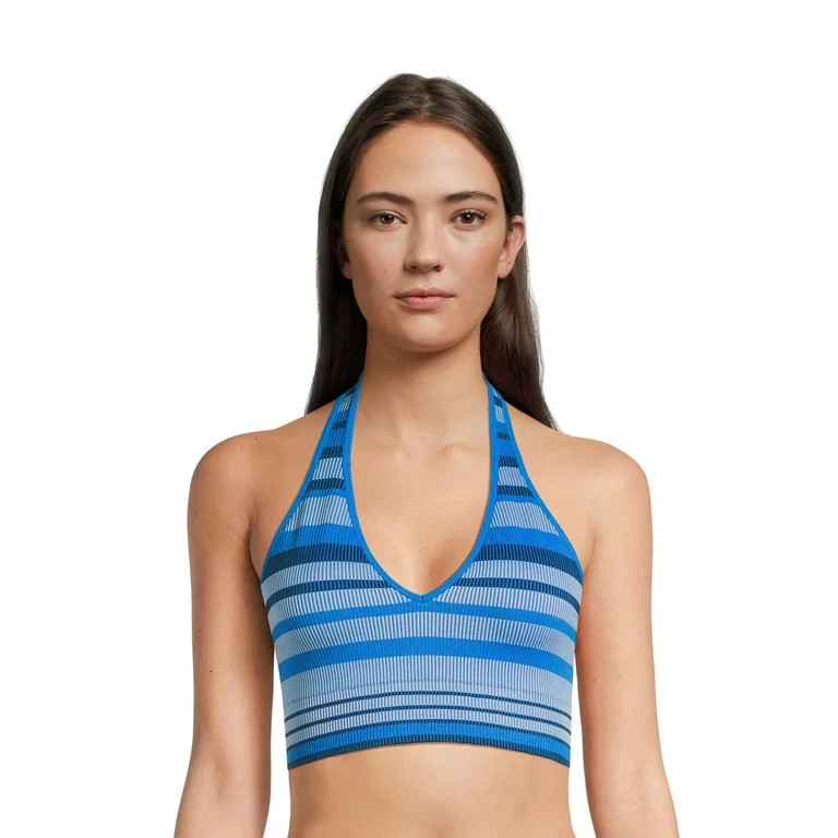 No Boundaries Juniors Textured Stripe Halter Bralette, Sizes S-3XL | Walmart (US)