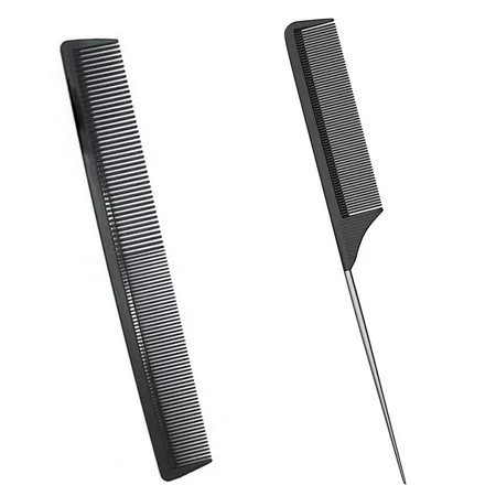 Professional Teasing Comb - Fine and Wide Tooth Hair Barber Comb - Black Carbon Fiber Cutting Comb Styling Comb Hairdressing Comb For All Hair Types | Walmart (US)