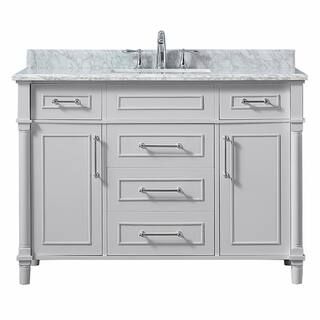 Home Decorators Collection Aberdeen 48 in. W x 22 in. D Vanity in Dove Grey with Carrara Marble T... | The Home Depot