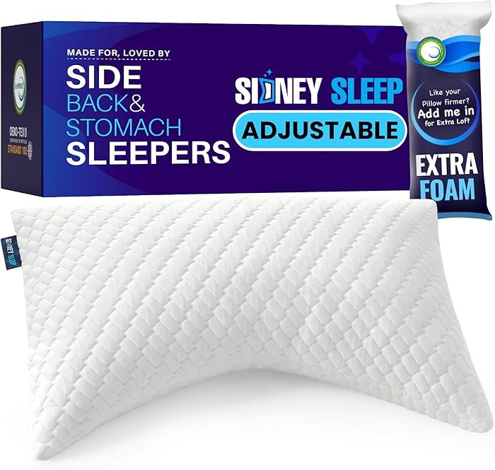 Sidney Sleep Adjustable Curved Contour Fill Pillow – Queen Size – for Side and Back Sleepers ... | Amazon (US)