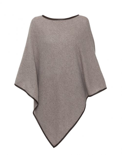 Brown Poncho with Leather Trim | Halsbrook
