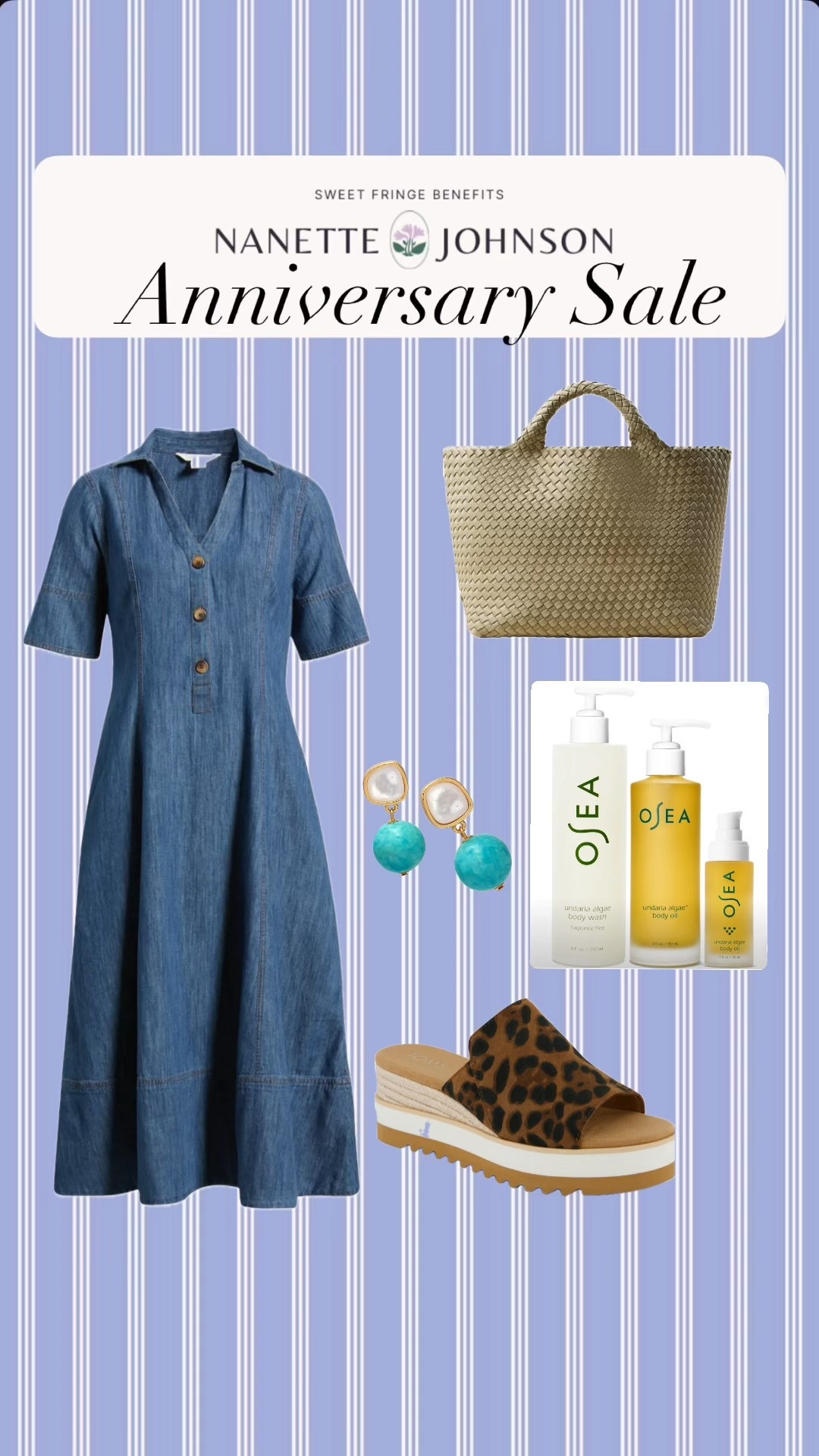 Wear now pieces from the Nordstrom anniversary sale. They have a great collection of Naghedi bags on the sale and on clearance! 

The beauty items are not to be missed! And they will sell out. Grab them! Think gifts too. 

Denim dress Caslon Osea toms leopard sandal 
#ltknordstrom 

#LTKOver40 #LTKFindsUnder100 #LTKSaleAlert