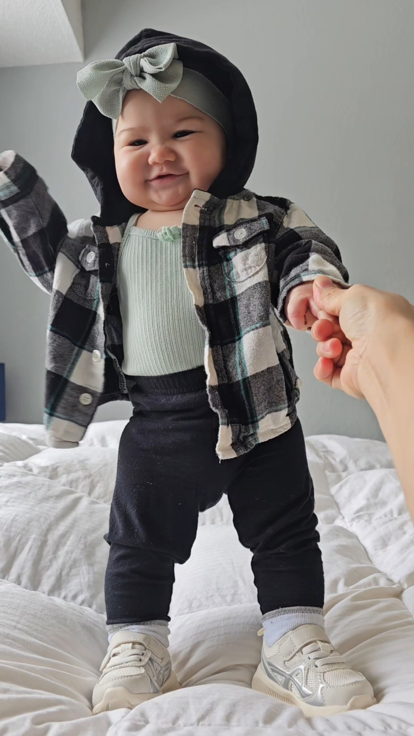 Plaid baby shacket, hooded plaid button down top, tank onesie, leggings, casual baby, baby sneakers, baby ankle socks

#LTKgrwm #LTKootd #LTKBaby
