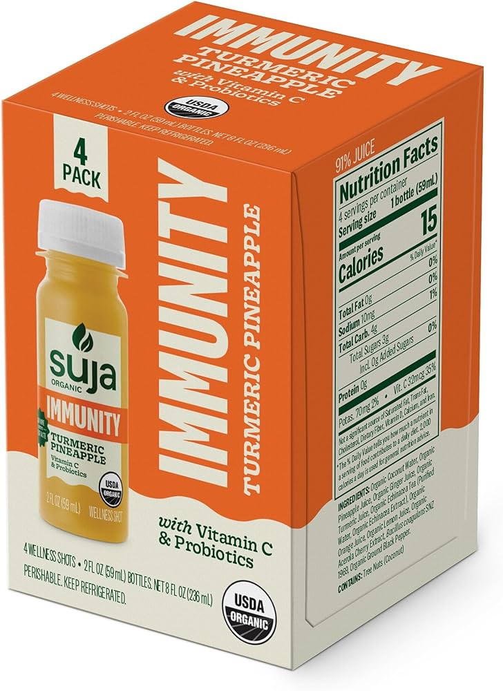 Suja Organic Immunity Defense Shot (2 Fl Oz x 4 Count) with Turmeric and Ginger | Immunity Boost ... | Amazon (US)