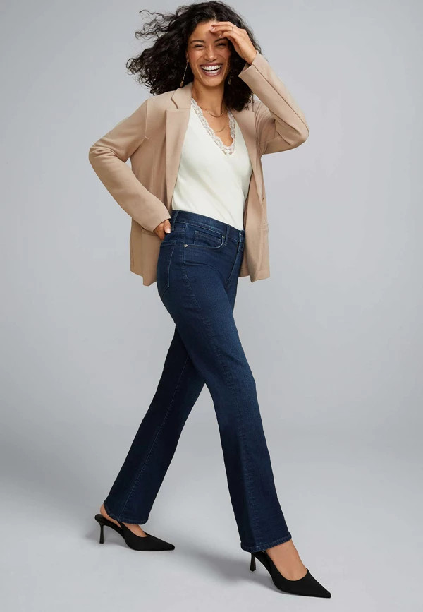 Everflex\u2122 Super Dark High Rise Back Seamed Straight Jean | Maurices