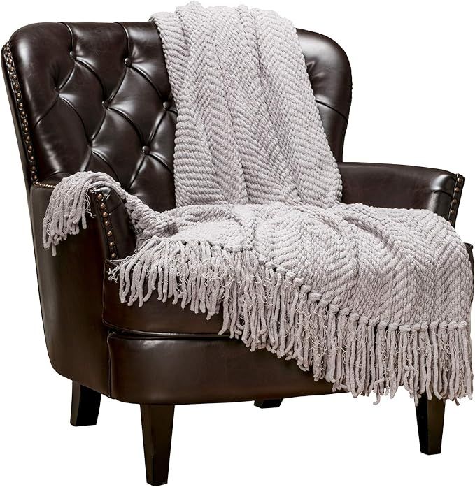 Chanasya Textured Knitted Super Soft Throw Blanket with Tassels - Warm Fluffy Cozy Plush Knit - f... | Amazon (US)