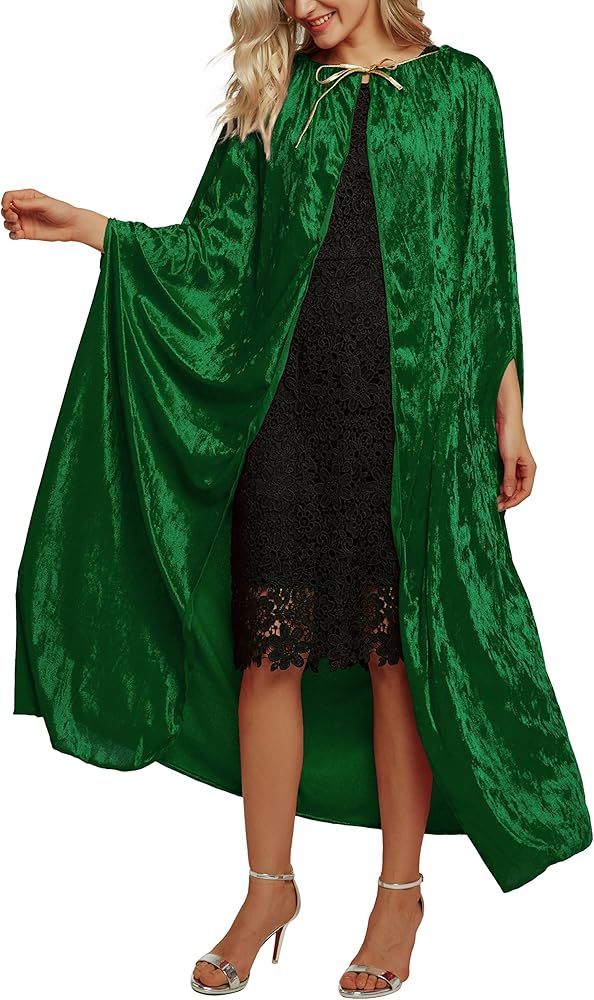 Urban CoCo Women's Costume Full Length Crushed Velvet Hooded Cape | Amazon (US)