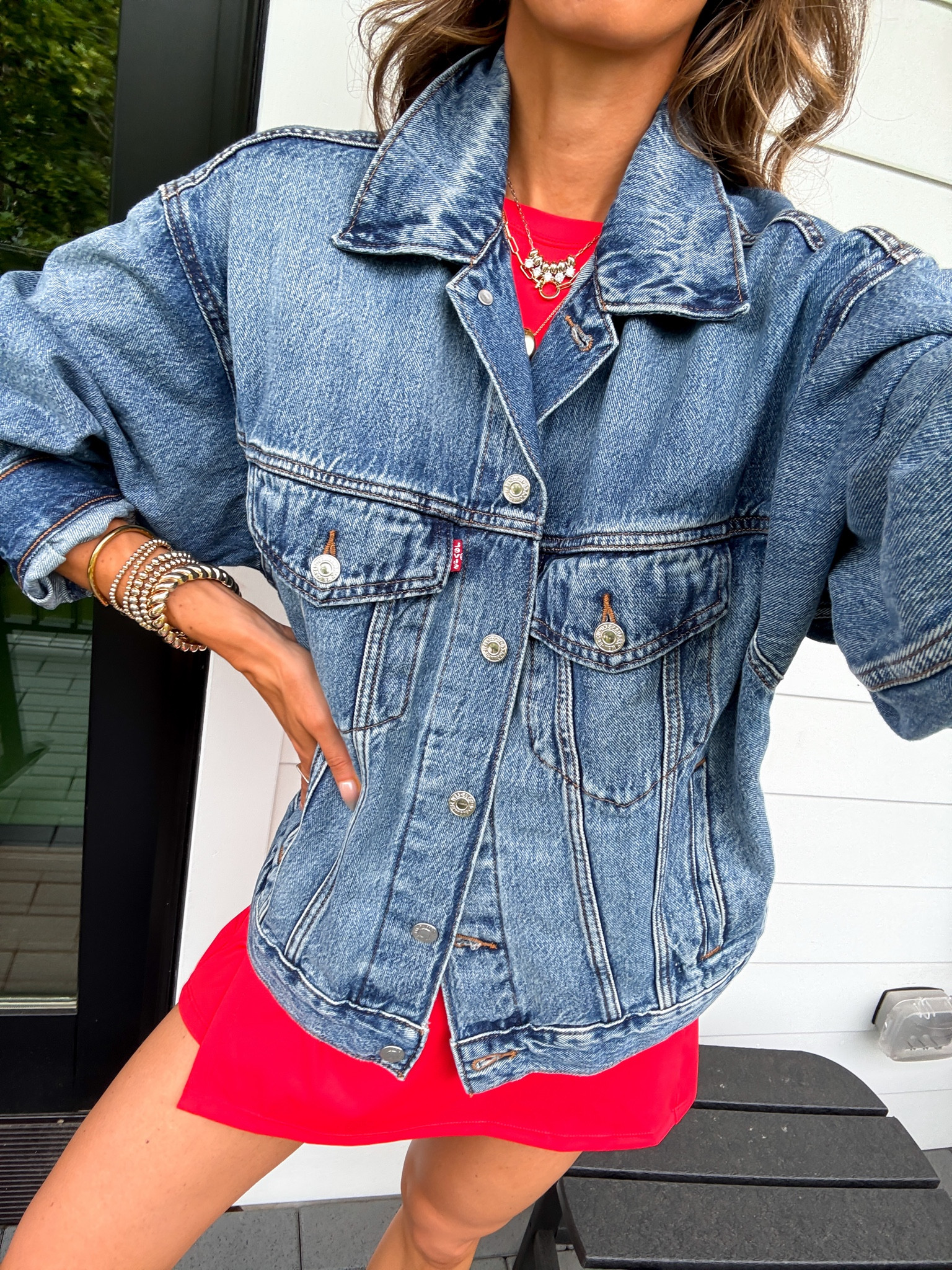 Wearing a small jean jacket - fits oversized

#LTKootd #LTKmomlife #LTKdayinmylife