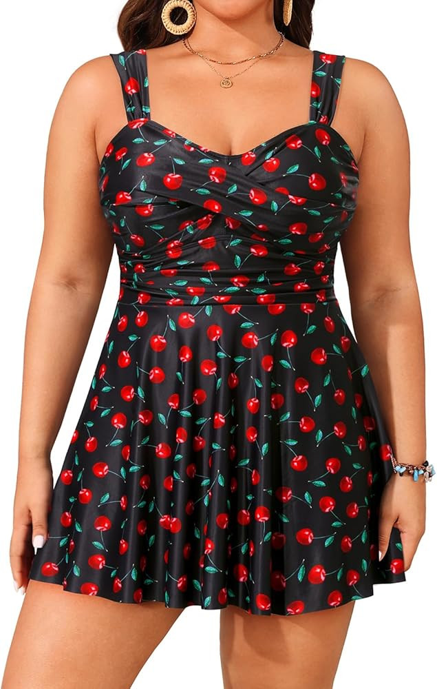 Aqua Eve Plus Size Two Piece Swimsuits for Women Tankini Bathing Suits Flowy Swim Dress with Shor... | Amazon (US)