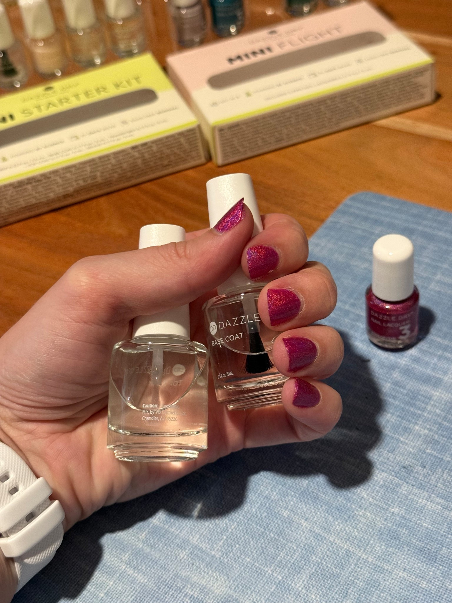 My newest Dazzle Dry manicure in one of their Romanticize colors!! I am obsessed with this sparkly Barbie pink! Get this manicure at home with the salon price tag! These mini bottles are great ways to test colors of have them ready for travel!!

#LTKBeauty #LTKHome #LTKTravel