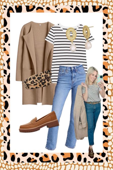 Classic preppy outfit, striped t-shirt, loafers, leopard print belt, straight jeans, fall outfits, mom outfits, over 40 outfits 

#LTKOver40 #LTKFindsUnder50 #LTKFindsUnder100