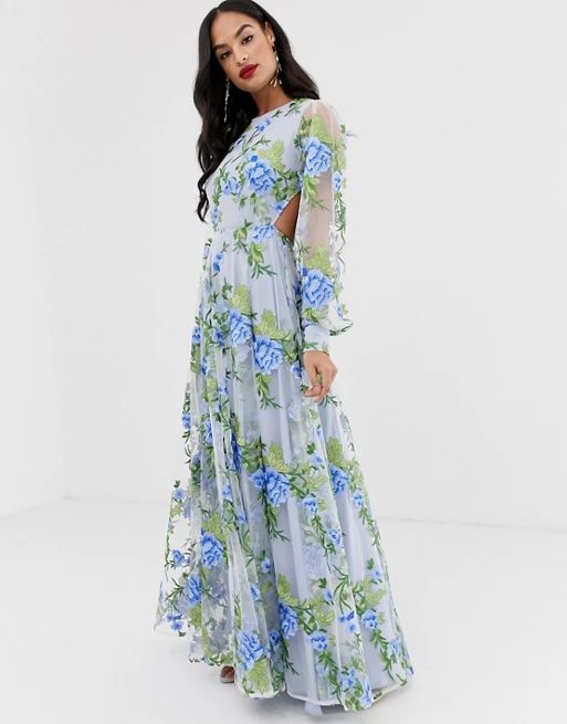 ASOS EDITION embroidered maxi dress with open back | ASOS US