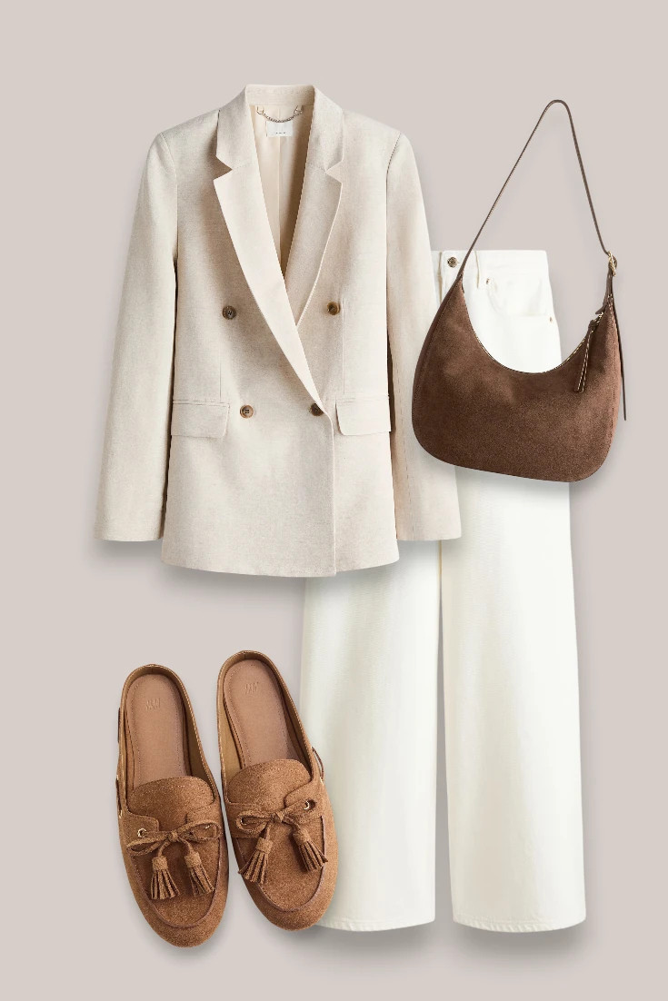 White jeans outfit with linen blazer and loafers 

 #LTKsummer #LTKjeans #LTKover50style