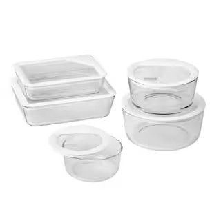 Pyrex Ultimate Storage 10-Piece Glass Storage Set with White Lids 1122762 - The Home Depot | The Home Depot