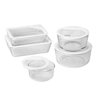 Pyrex Ultimate Storage 10-Piece Glass Storage Set with White Lids 1122762 - The Home Depot | The Home Depot