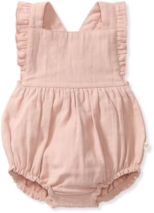 Burt's Bees Baby Girls Bubble Romper, 100% Organic Cotton One-piece Shortall and Layette Girl Out... | Amazon (US)