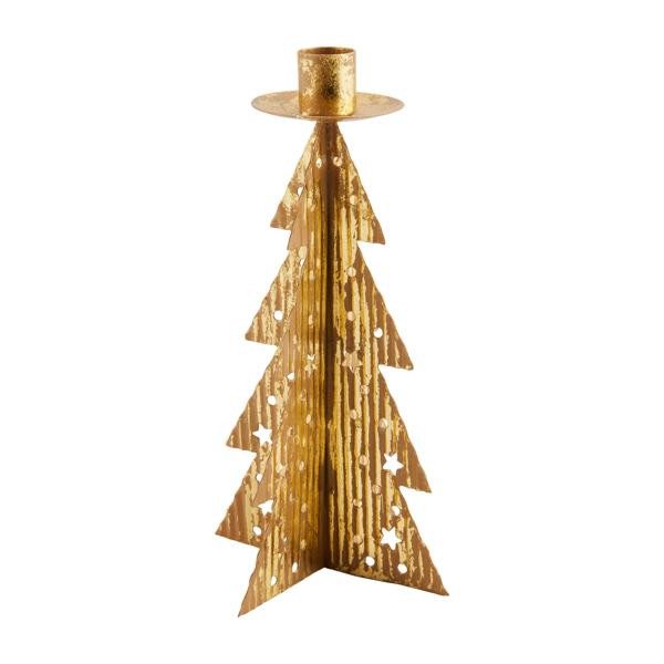 Medium gold tree taper holder | Mud Pie