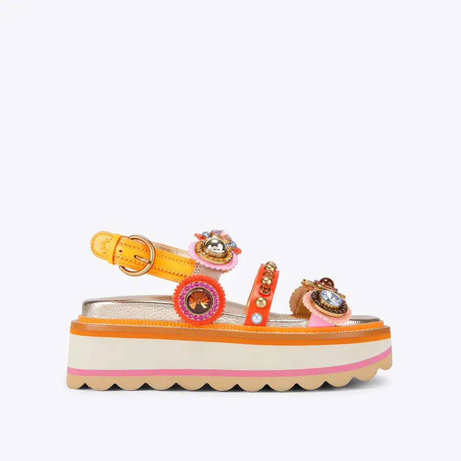 OCTAVIA SLING PLATFORM Pink Scallop Platform Sandal by Kurt Geiger London | Kurt Geiger US