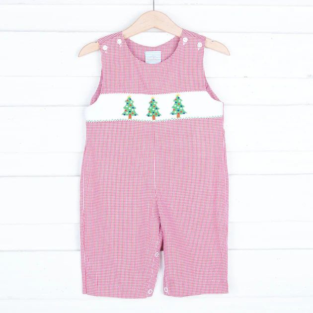 Smocked Christmas Tree Longall Red Gingham | Classic Whimsy