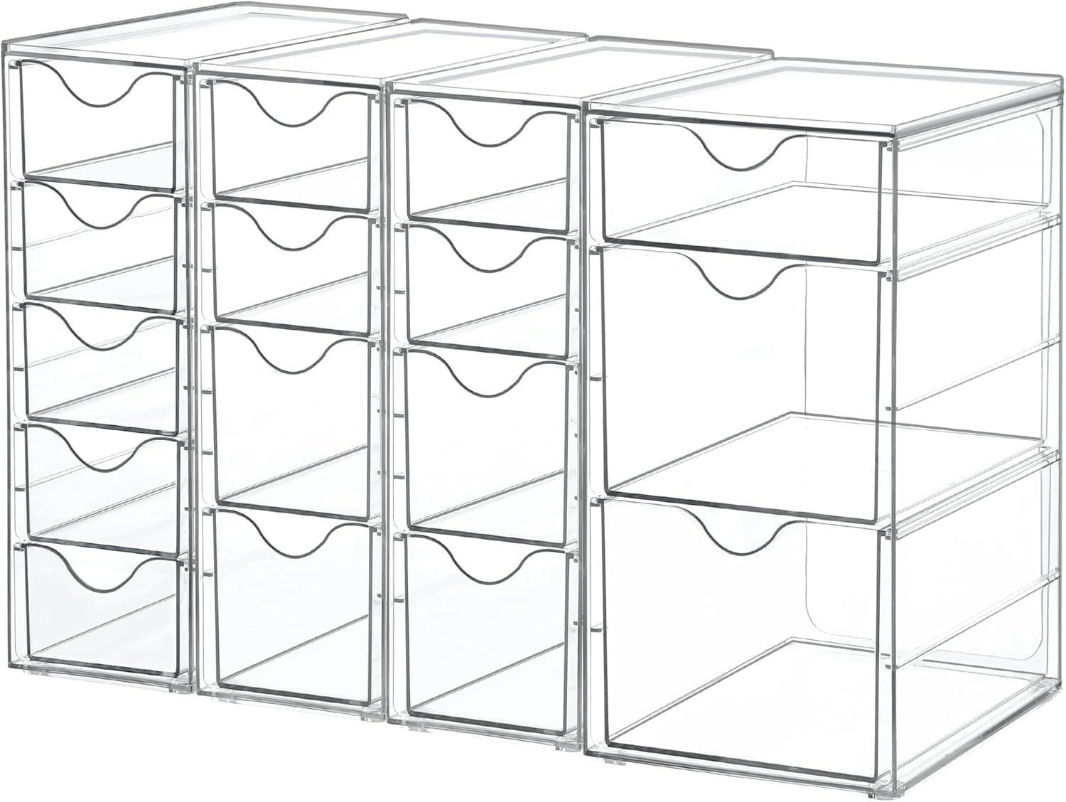 Vtopmart Acrylic Organizer with 16 Drawers (4 Set),Clear Storage Drawers for Office Supplies,Desk... | Amazon (US)