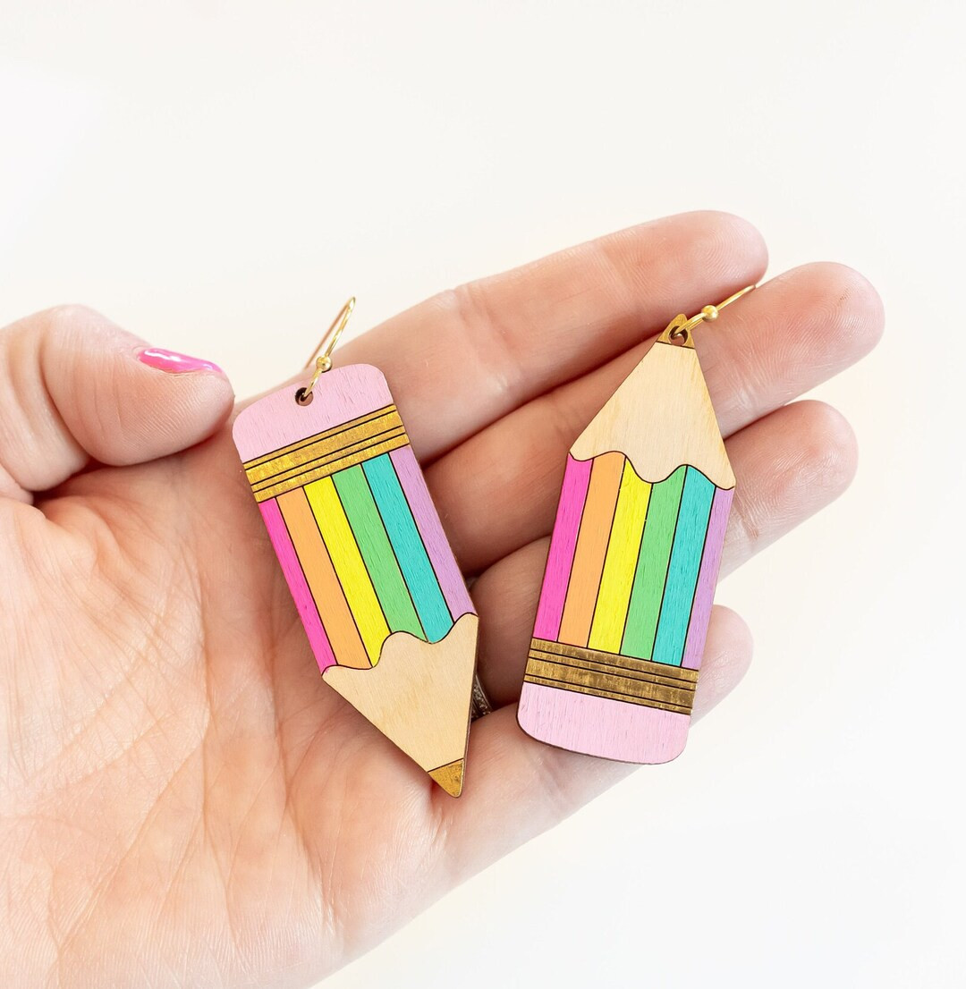 Neon Rainbow Pencil Earrings - Etsy | Etsy (US)