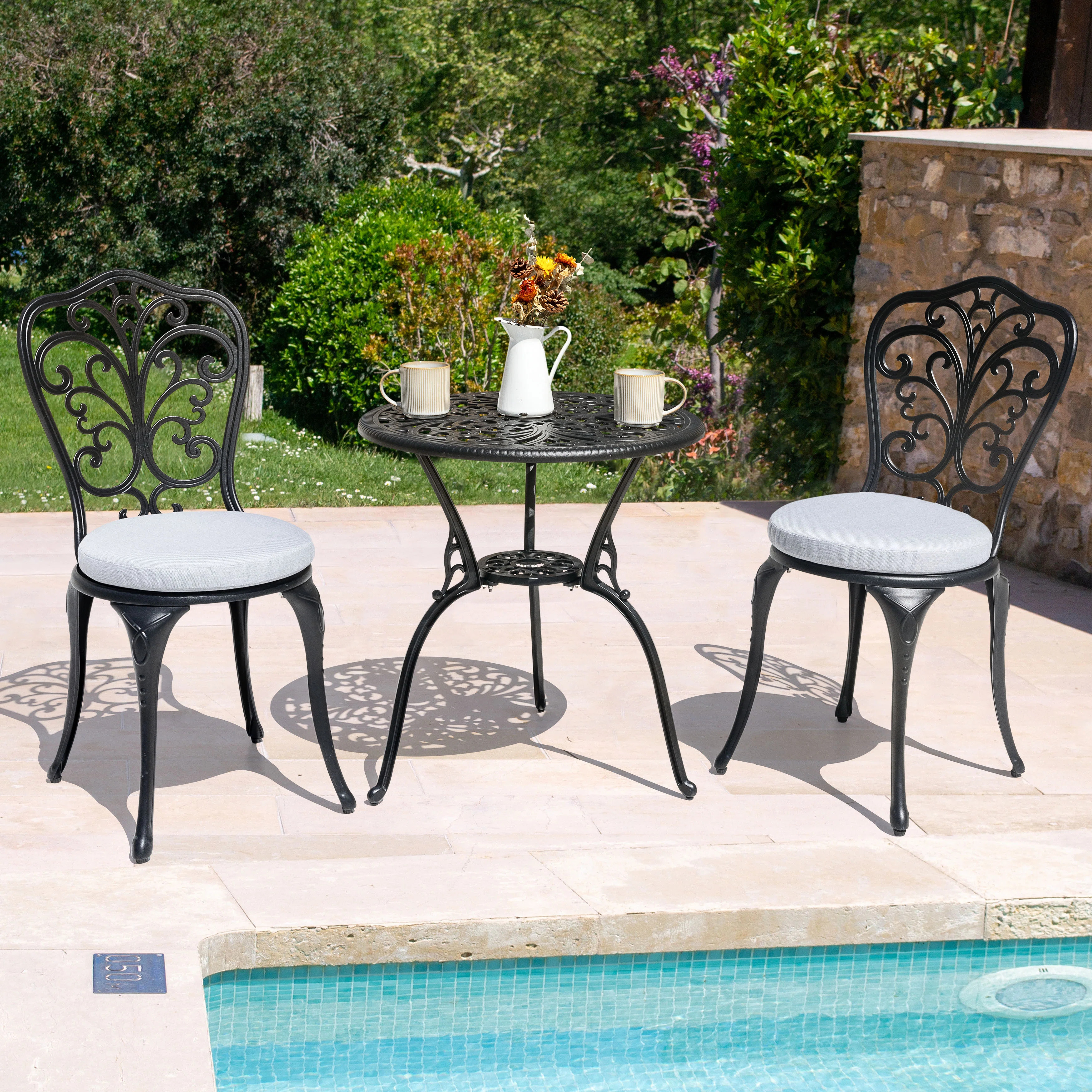 Hopwood 2 - Person Aluminum Bistro Set with Cushion | Wayfair North America