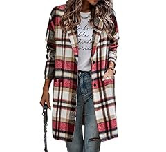 AUTOMET Women's Plaid Shacket Jacket Casual Flannel Long Sleeve Jacket Button Up Lapel Wool Trenc... | Amazon (US)