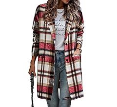 AUTOMET Women's Plaid Shacket Jacket Casual Flannel Long Sleeve Jacket Button Up Lapel Wool Trenc... | Amazon (US)