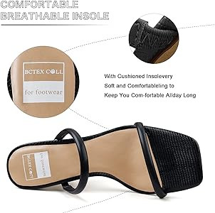 BCTEX COLL Women's High Heeled Sandal Two Strap Square Toe Slip on High-heeled Sandal High Heel S... | Amazon (US)