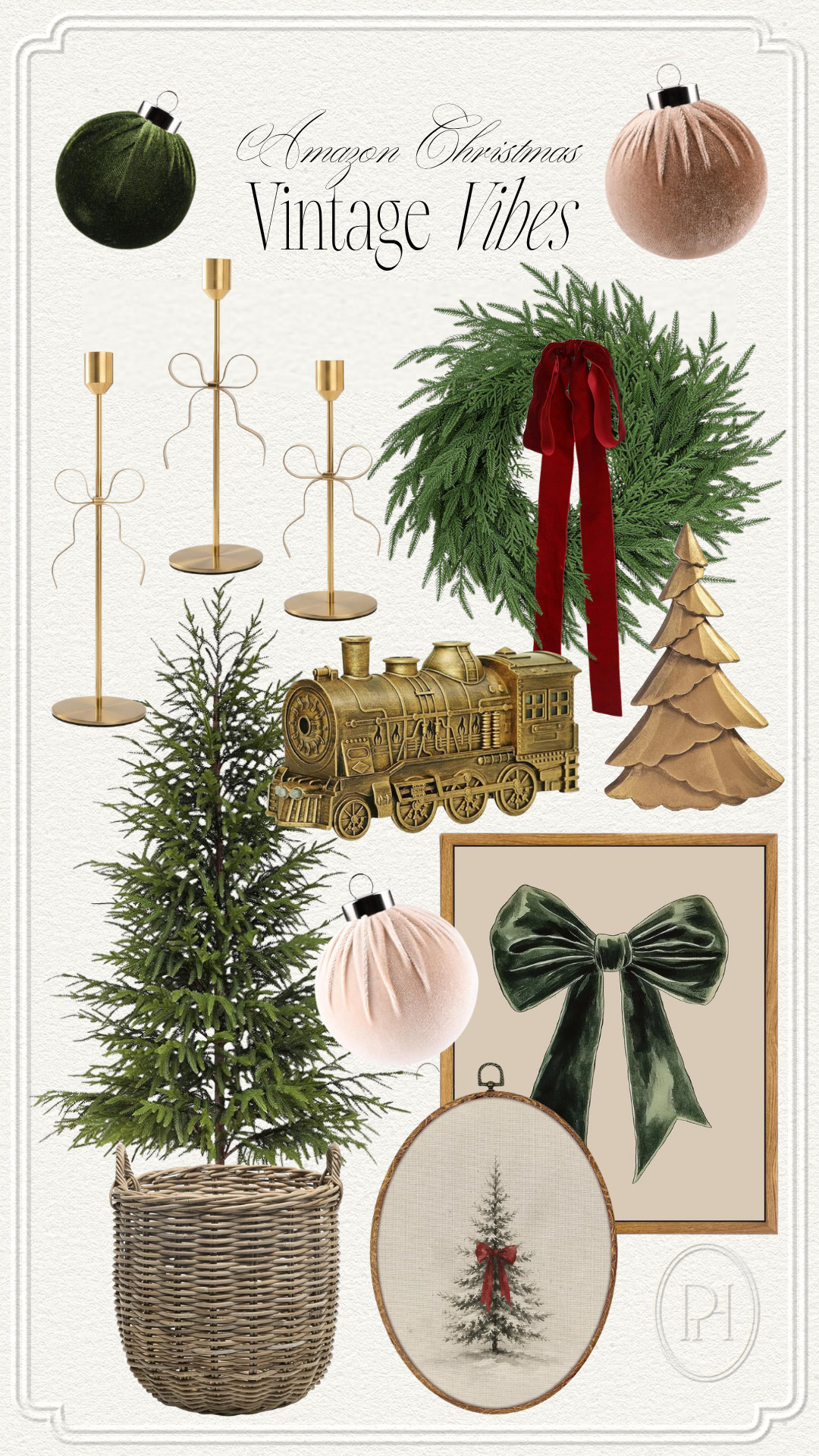 Vintage inspired holiday finds I'm loving on Amazon right now!

Christmas decor, holiday decor, Christmas accents, holiday accents, small Christmas tree, wicker basket, velvet ornaments, Christmas ornaments, Christmas wreath, holiday wreath, bow candlesticks, gold trees, gold train diffuser, vintage holiday artwork, Christmas wall art, holiday wall art, bow art, vintage Christmas 

 #LTKSeasonal #LTKHome