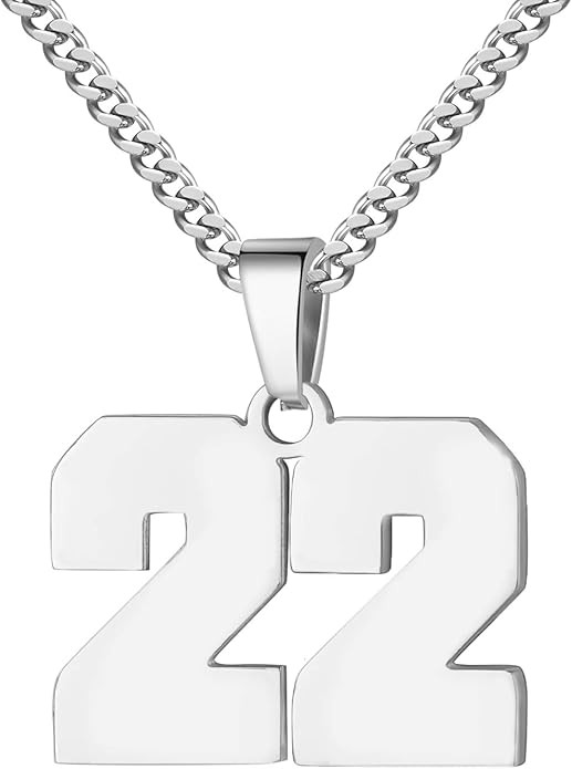 Athletes Jersey Number Necklace 0-99 for Men - Stainless Steel Chain 22+2 Inch Personalized Charm... | Amazon (US)