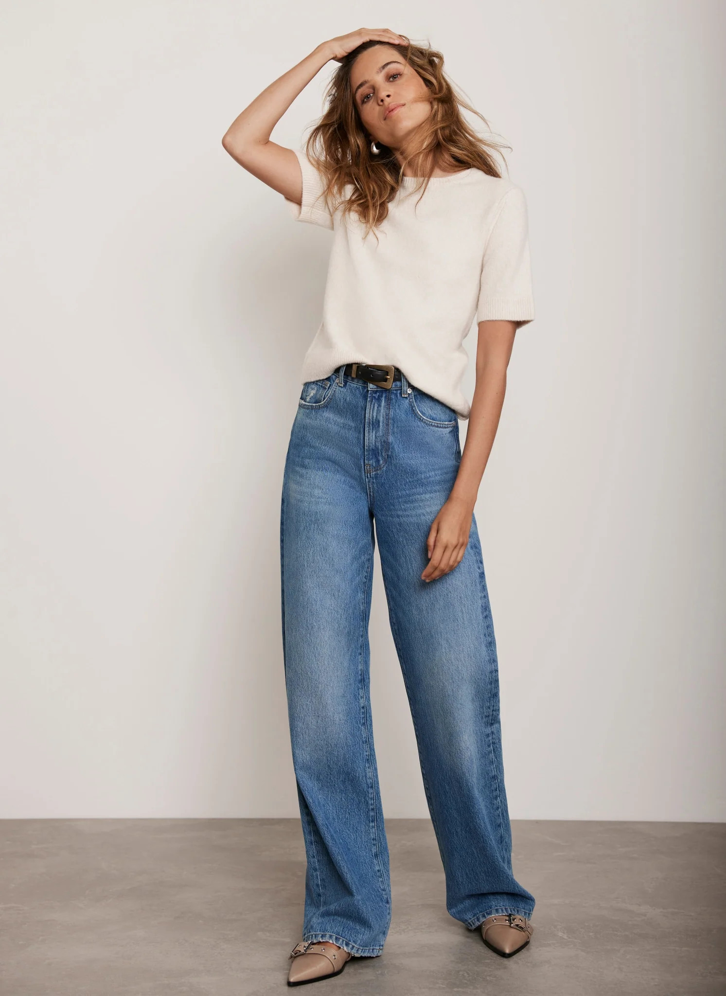 Light Indigo Wide Jeans | Mint Velvet