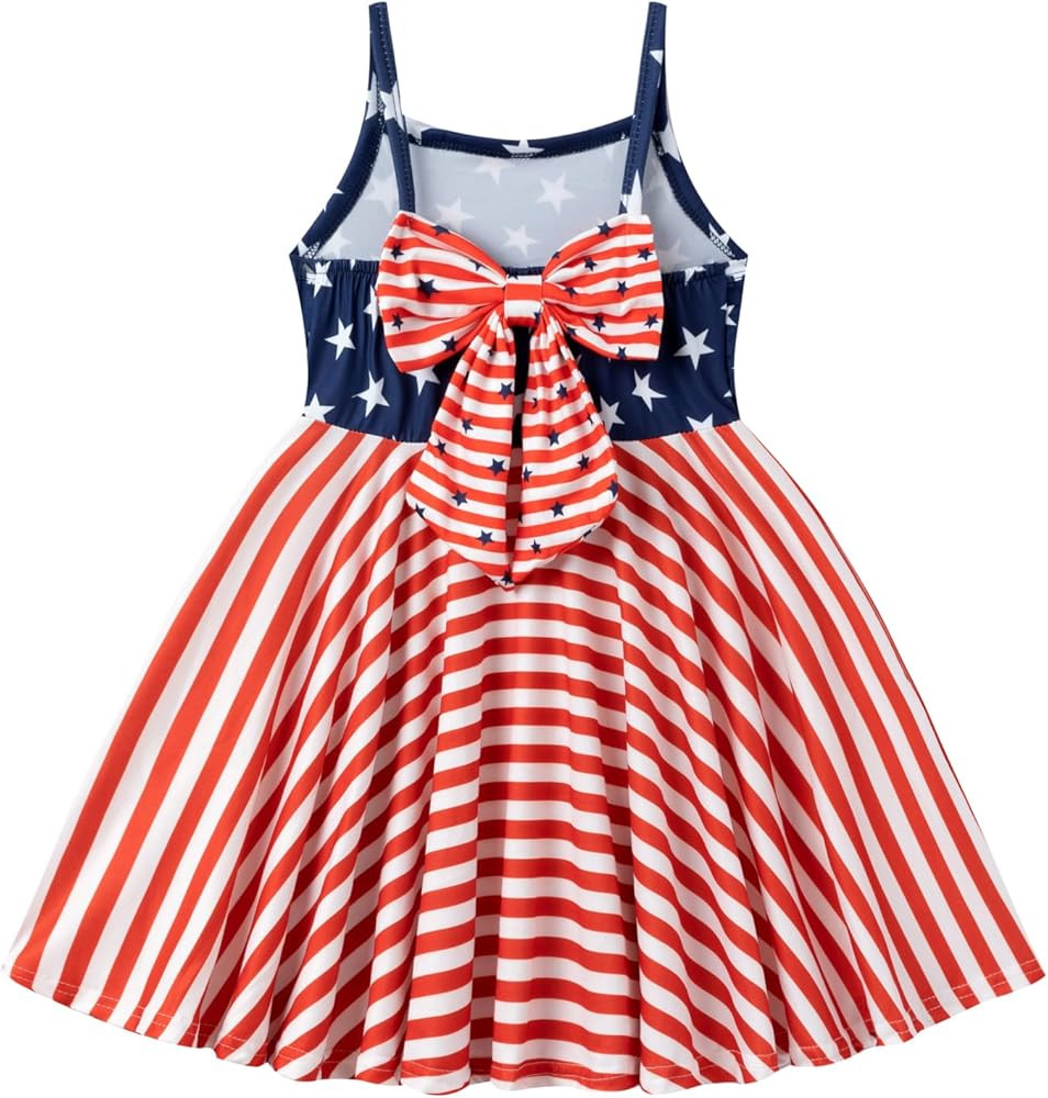 Girls Fourth of July Outfit Toddler American Flag Dress Stars Stripes Swing Sleeveless Dresses 2-... | Amazon (US)
