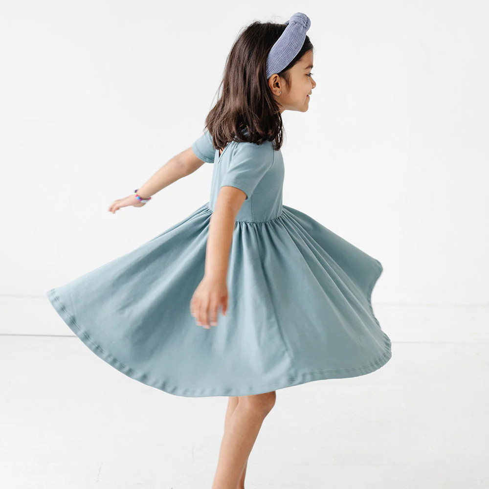 THE SHORT SLEEVE BALLET DRESS IN EGGSHELL BLUE | Alice + Ames