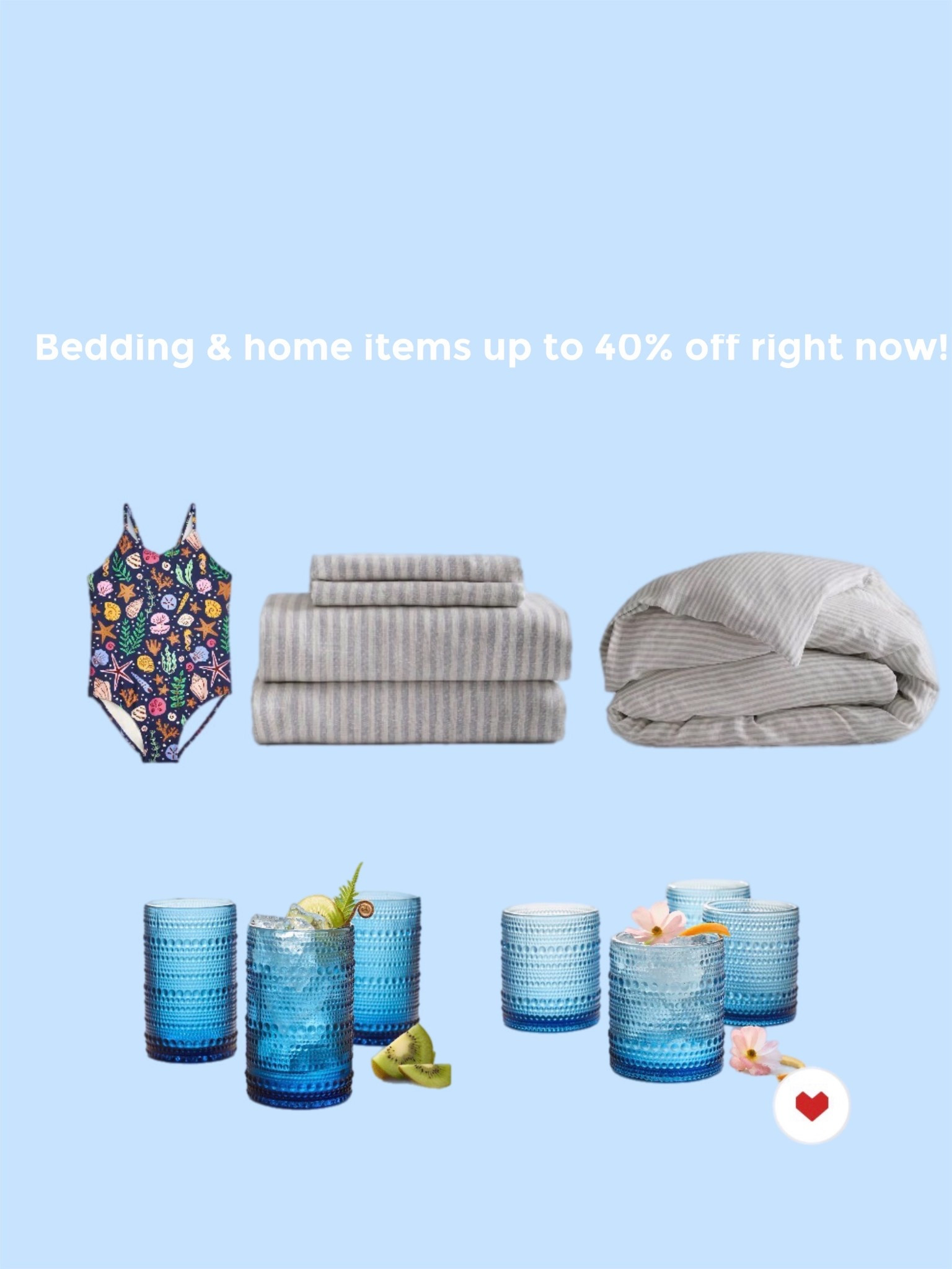 Bedding and home iteams up to 40% off right now!!