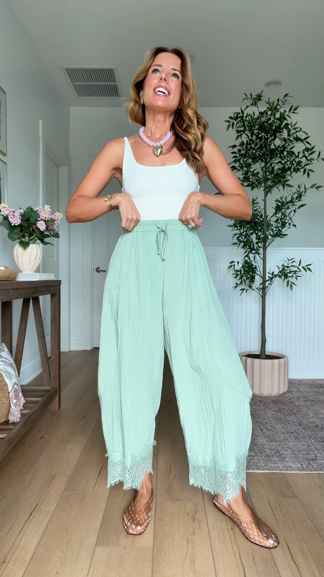 My Amazon outfit of the day! Love this lace trim crop pants in XS, could size down if in-between. Stretchy and elastic waist and super comfortable! Summer outfit. Seamless bodysuit in XS. Jelly ballet flats run a smidge big & are whole sizes only. I’m a 6.5 and sized down to a 6 per reviews. Mom outfit. School drop off outfit.

#LTKootd #LTKgrwm #LTKTravel