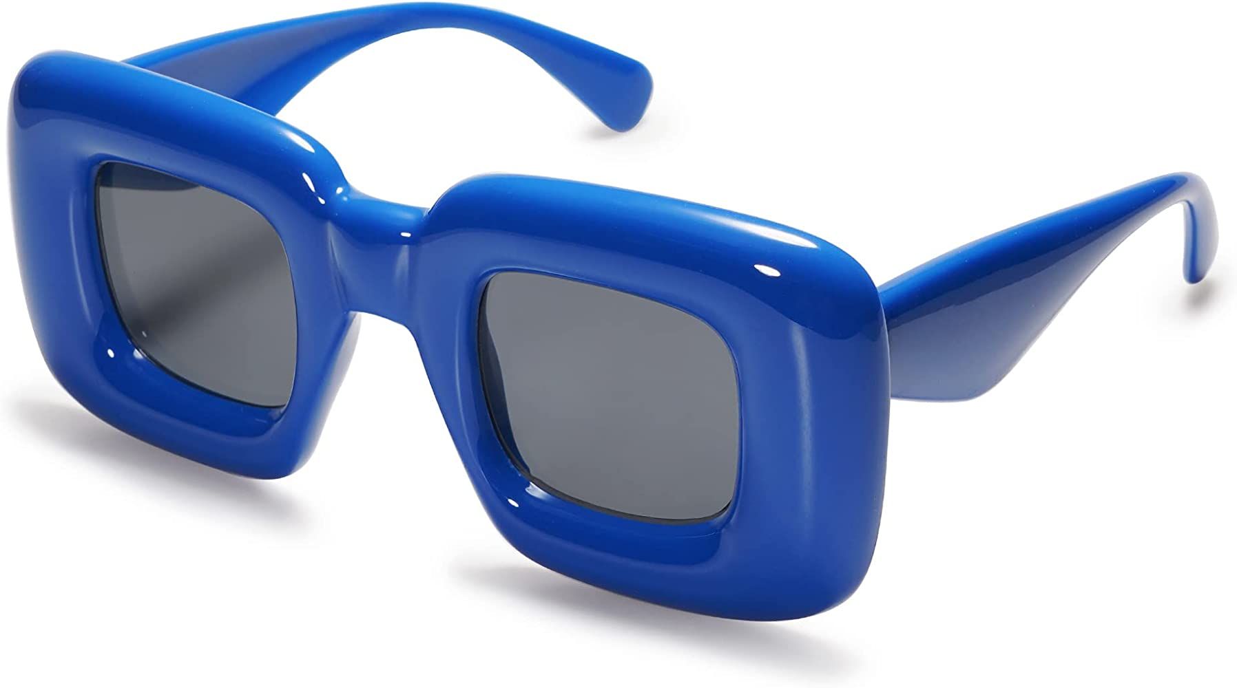VANLINKER Cute Square Inflated Sunglasses for Women Men Trendy Chunky Glasses Retro Thick Frame Funn | Amazon (US)