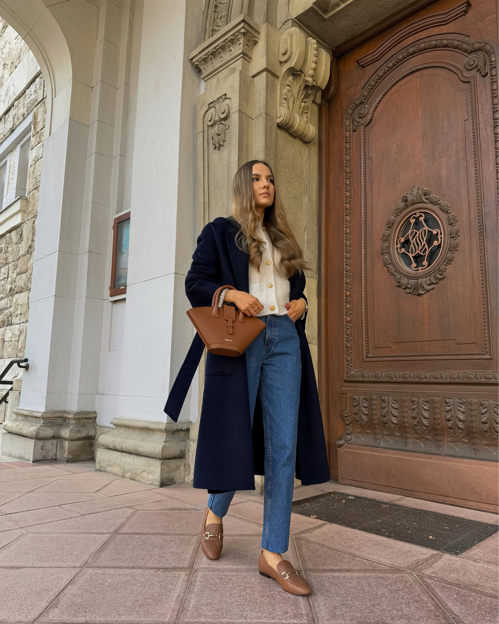 the navy, tan and cream color combo never disappoints ✨ 

*coat gifted by Pissenlit 

navy coat | belted coat outfit | casual chic
| winter outfit ideas | minimal style | classic style 

#LTKStyleTip #LTKItBag #LTKShoeCrush