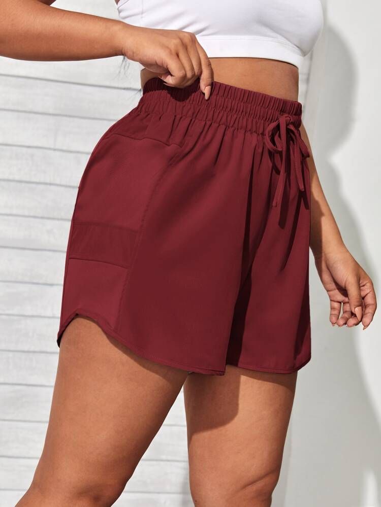 Plus Drawstring Waist Sports Shorts | SHEIN