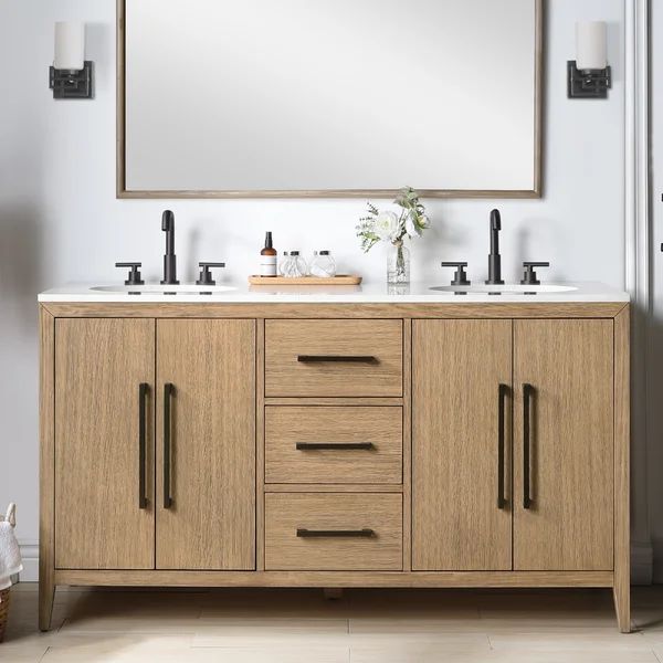 Alsup 60'' Double Bathroom Vanity with Quartz Top | Wayfair North America