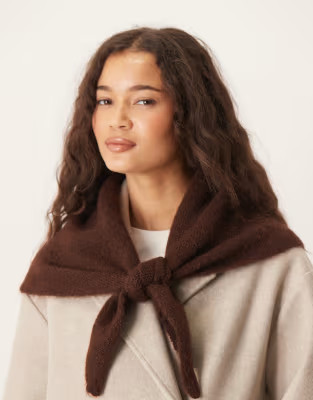 ASOS DESIGN knitted triangle scarf in chocolate | ASOS (Global)