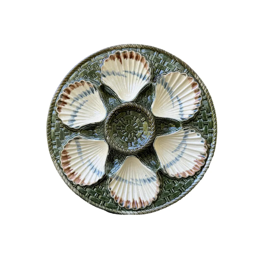 Beautiful Longchamp French Antique Majolica Scalloped Oyster Plate - Etsy | Etsy (US)
